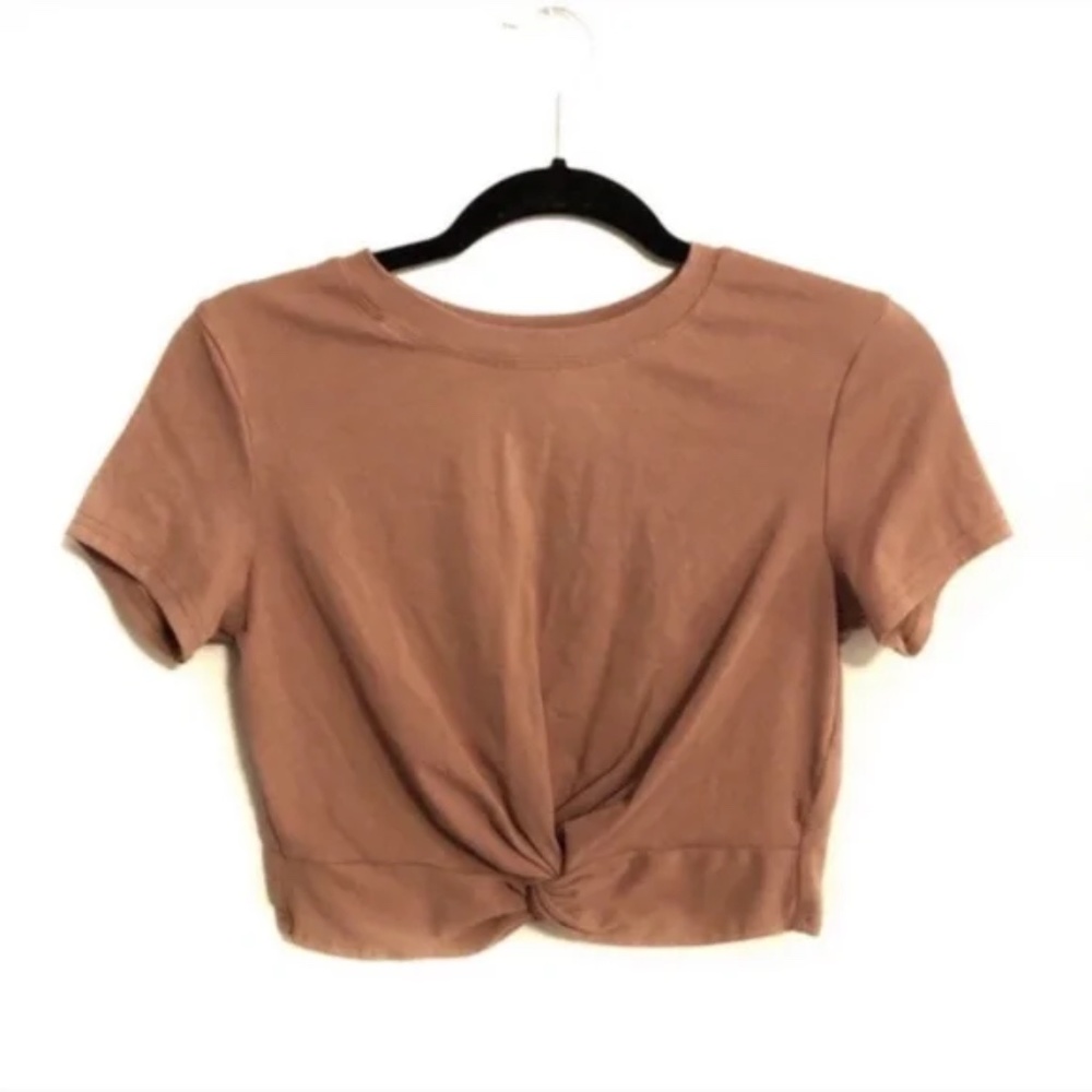 Knotted Front Crop Top Short Sleeve Top